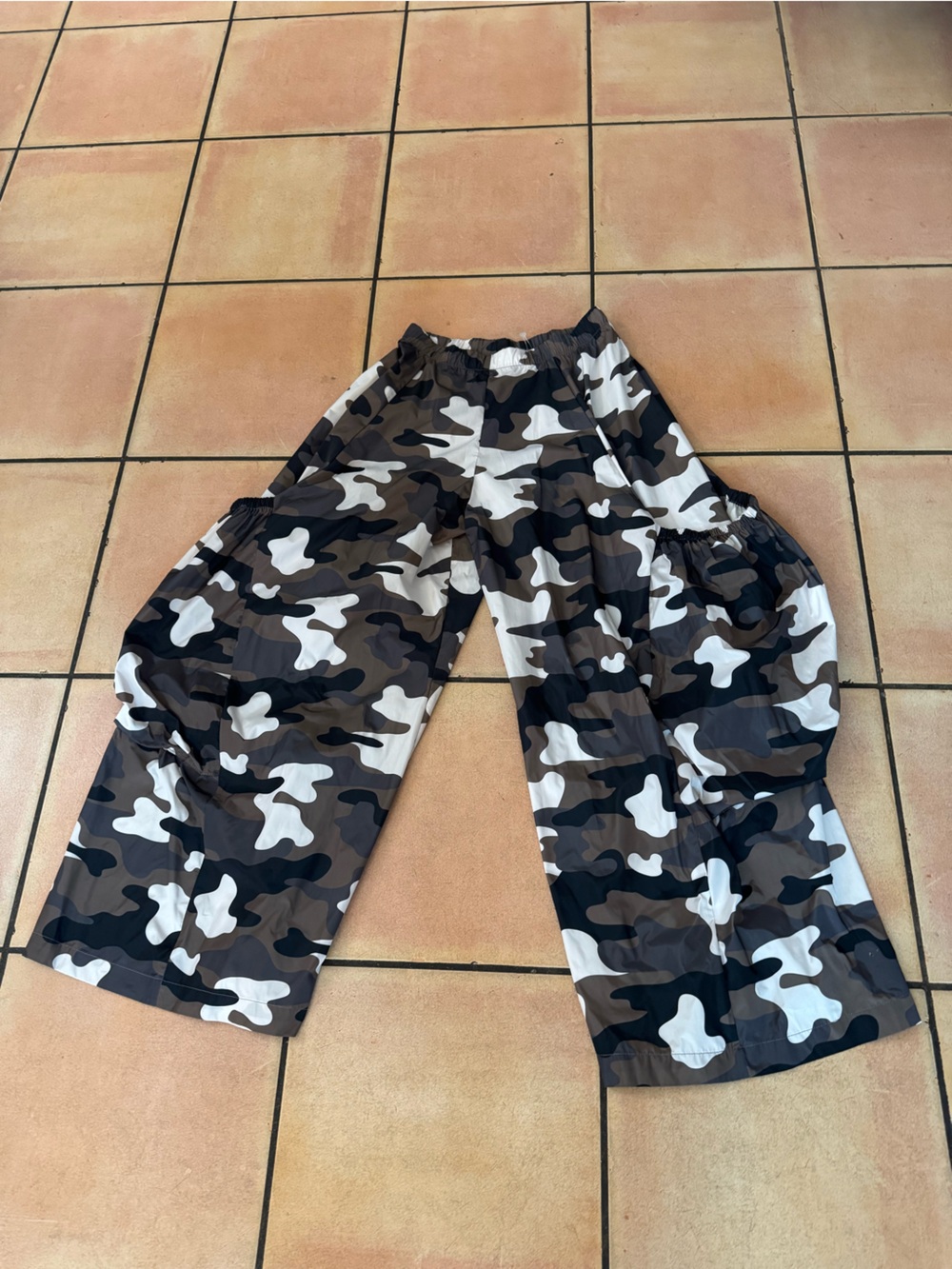Planet By Lauren G Camo Elastic-Waist Bottoms - Black Brown White